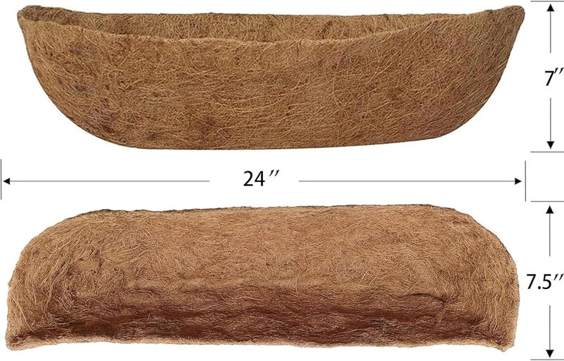 LAVZAN 24 inch Replaceable Coco Liner for Railing Basket Horse Trough Coco Liner for Window Box, Coco Liner for Fence Flower Baskets 100% Natural Coir Liners for Basket (24 in / 1Pc) - Image 2
